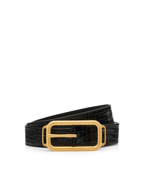 TOM FORD PRINTED CROC STADIUM BUCKLE BELT