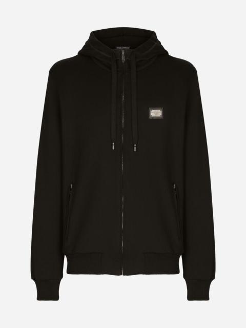 Jersey zip-up hoodie