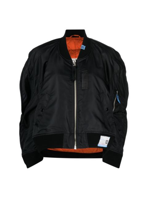 logo-patch ruched bomber jacket