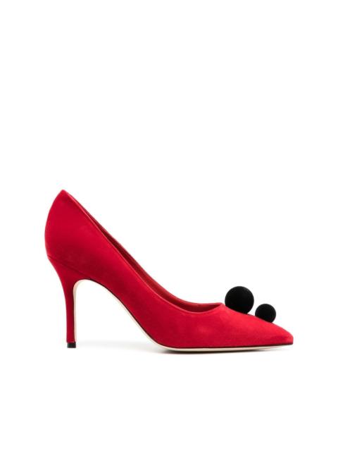 Manolo Blahnik Piera pompom-embellished 100mm pumps