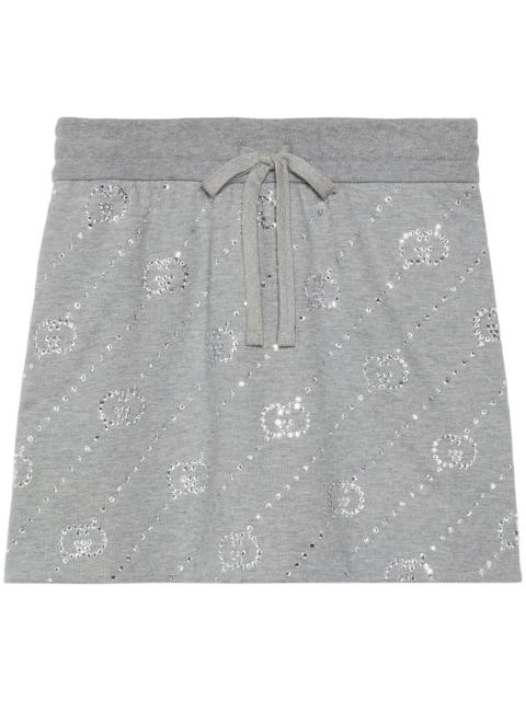 GUCCI Grey Crystal-Embellished Interlocking G Mini Skirt