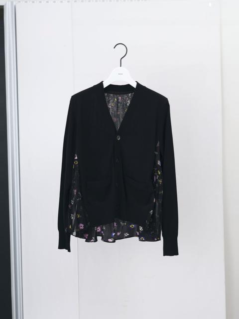 sacai Floral Print x Cotton Knit Cardigan