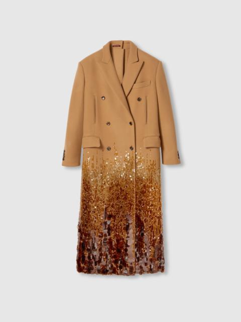 GUCCI Batavia wool coat with embroidery