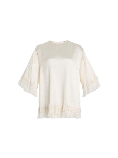 FFORME Anais Frayed Silk T-Shirt white