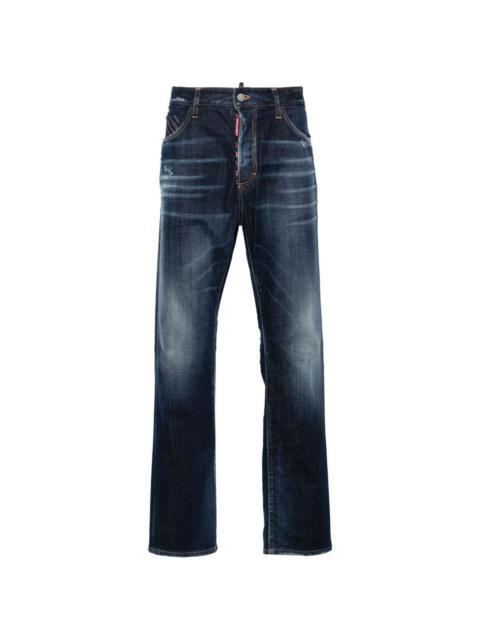 mid-rise distressed-effect jeans