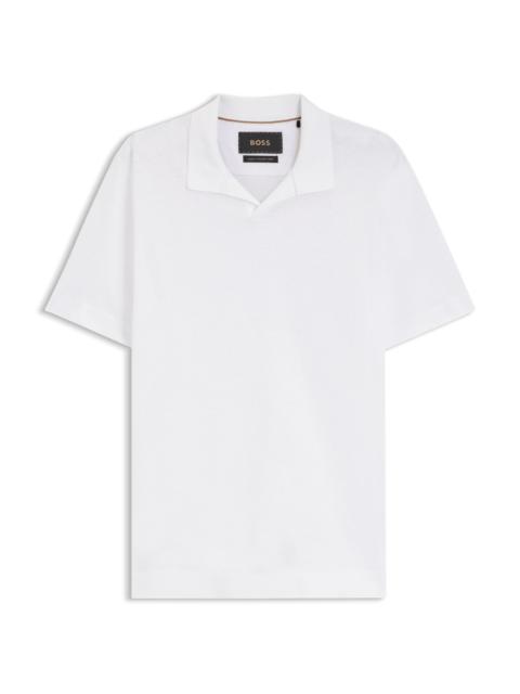 BOSS COTTON-LINEN POLO SHIRT WITH JOHNNY COLLAR