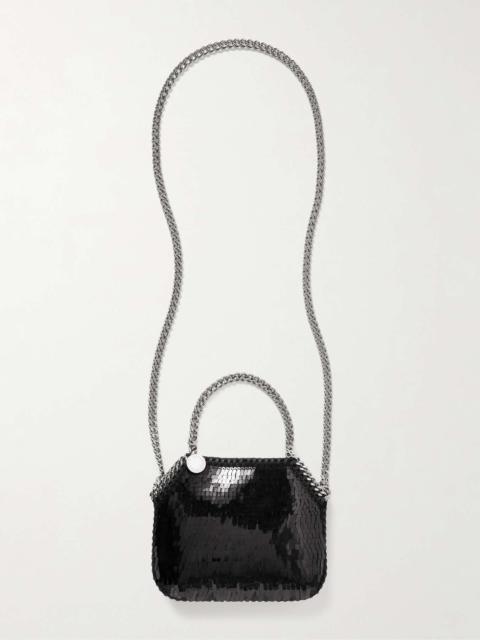 Stella McCartney + NET SUSTAIN Falabella mini pailette-embellished recycled vegetarian suede shoulder bag