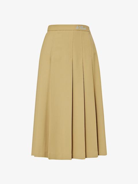 LACOSTE Le FLEUR* x Lacoste brand-embroidered pleated woven midi skirt