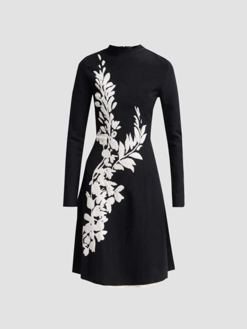 LELA ROSE Women's Floral Velvet Jacquard Knit Dress - Black