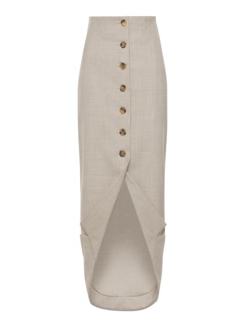 A.W.A.K.E. MODE Tailored Wool-Blend Midi Blazer Skirt nude