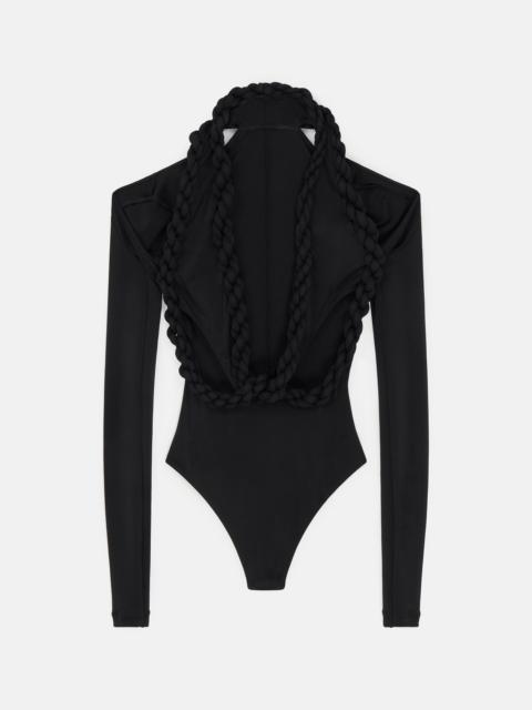 Braided Rope Cut-Out V-Neck Bodysuit