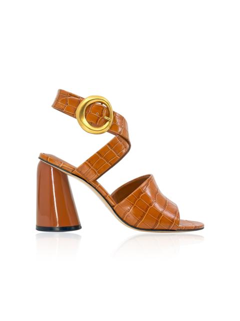 Studio Amelia Allegra Croc-Effect Leather Sandals tan