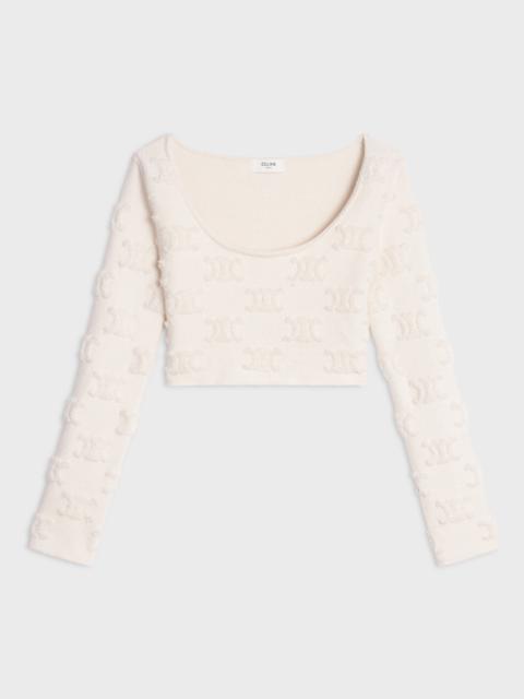 CELINE triomphe crop top in cotton bouclé