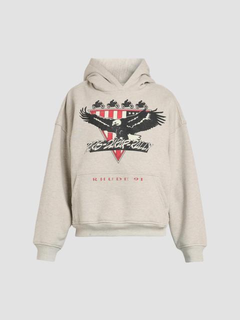 Rhude Men's Stage Racing Logo Cotton-Blend Hoodie - Heather Grey Black