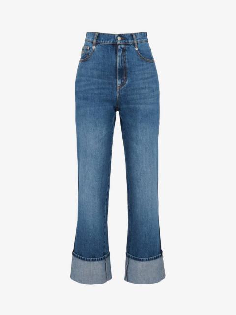 Alexander McQueen Women's Baggy Boyfriend Jeans in Washed Blue