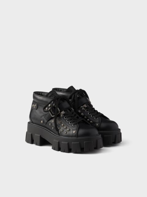 Prada Monolith studded leather booties
