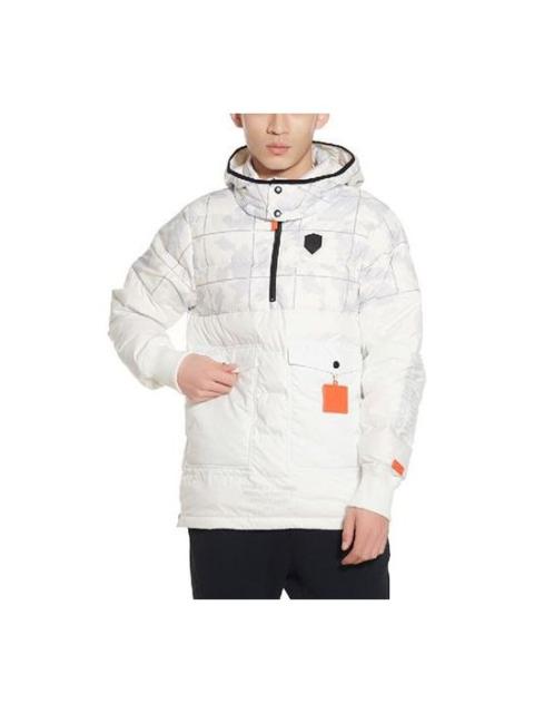 Nike LeBron Hybrid Stay Warm Plaid hooded Half Zipper Pullover Down Jacket White AT3905-121