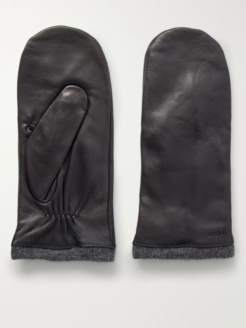 arch4 Basil leather and cashmere gloves Black