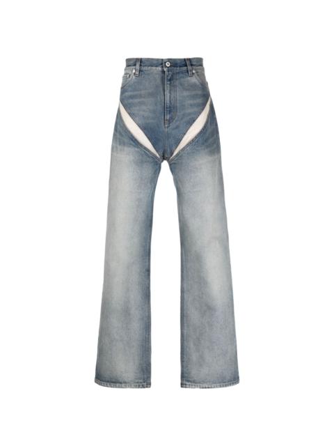 cut-out wide-leg jeans