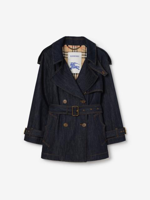 Burberry Short Denim Fitzrovia Trench Coat