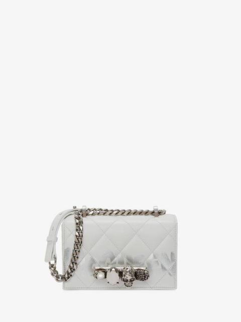 Alexander McQueen Mini Jewelled Satchel in White/silver