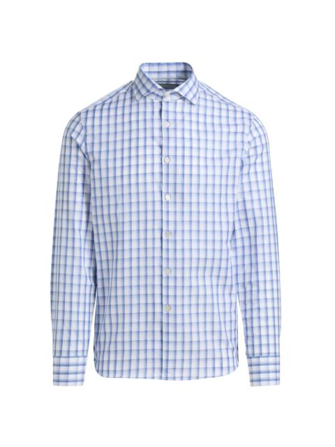 Canali Men's Plaid Cotton-Linen Sport Shirt - Blue