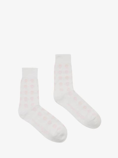 Alexander McQueen Short Skull Socks in Off White