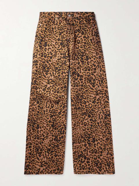 Wide-Leg Leopard-Print Jeans