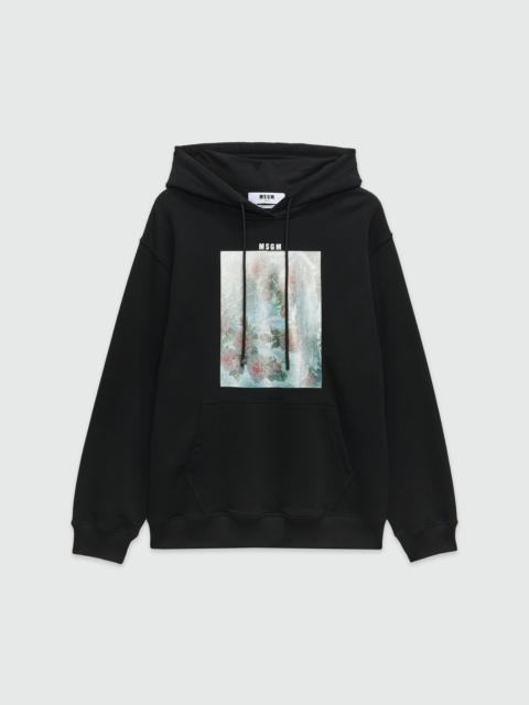 MSGM Jersey sweatshirt with rose graphic print