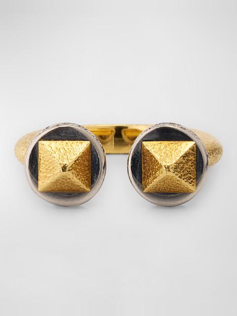 DAVID WEBB 18KYG PLAT HAMMERED BASTILLE