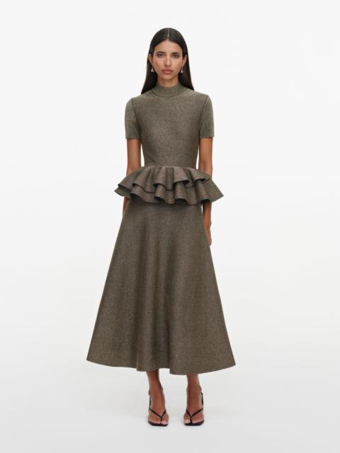 self-portrait Bronze Peplum Knit Midi Dress