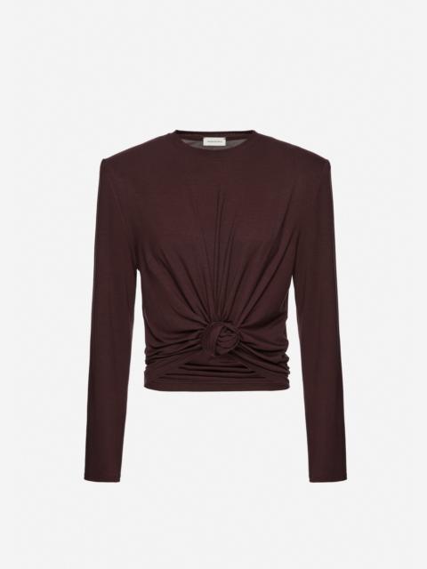 MAGDA BUTRYM Knotted longsleeve jersey blouse in brown