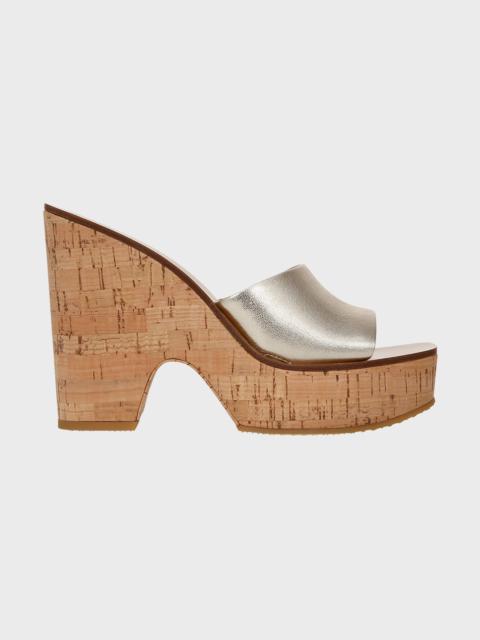 VERONICA BEARD Paulita Metallic Cork Slide Sandals