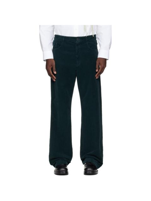 Dries Van Noten Green Loose Overdyed Trousers