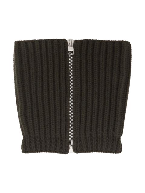 Alexander McQueen Wool And Cashmere Zip Scarf 'Khaki'