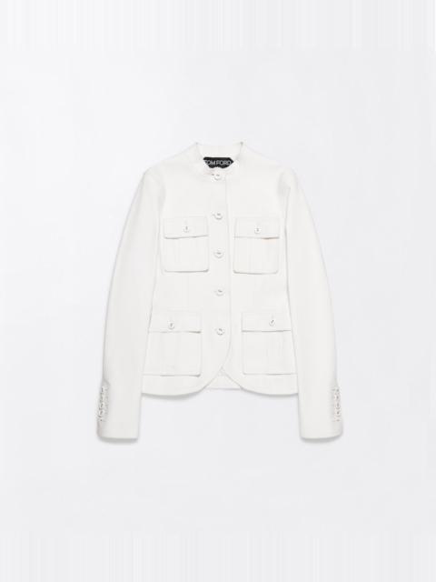 TOM FORD GUANTERIA LEATHER PETITE JACKET WITH PATCH POCKETS