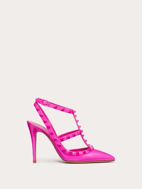 ROCKSTUD ANKLE STRAP PATENT-LEATHER PUMP WITH TONAL STUDS 100 MM