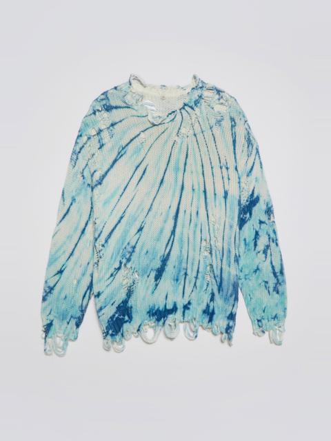 DISTRESSED OVERSIZED PULLOVER - BLUE TIE-DYE