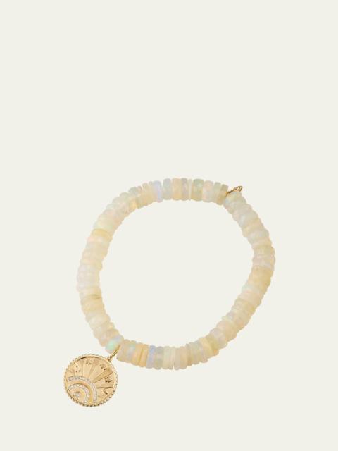 SYDNEY EVAN 14K Yellow Gold Small Pave Diamond Luck Coin Bracelet
