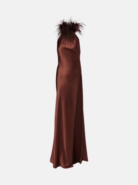 THE NEW ARRIVALS ILKYAZ OZEL Jazzy embellished feather-trimmed gown
