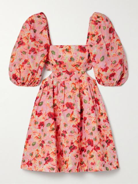 Zimmermann Lightburst Pleated Cutout Floral-print Linen Mini Dress