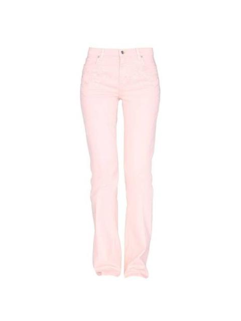 Etro Women's Embroidered Flower Detail Straight Jeans Pink