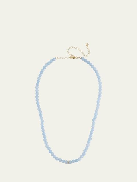 SYDNEY EVAN 14K Diamond Bezel Rondelle Choker with Aquamarine Beads
