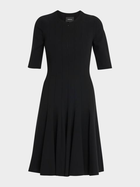 AKRIS Elbow-Sleeve Zip-Front Dress