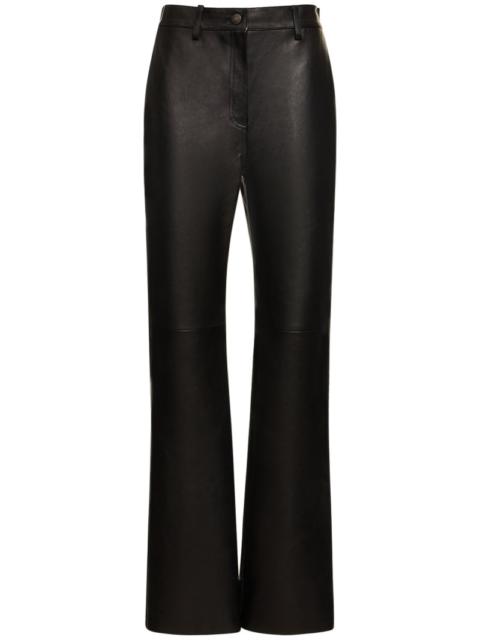 Leather high rise straight pants