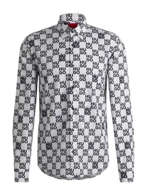 HUGO SLIM-FIT SHIRT IN SEASONAL-PRINT COTTON POPLIN