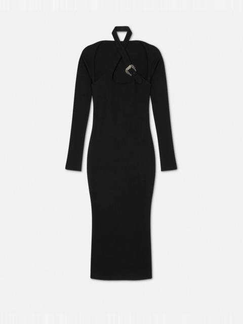 VERSACE JEANS COUTURE Baroque Buckle Cutout Midi Dress