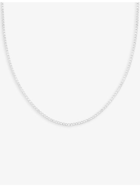 ASTRID & MIYU Gleam rhodium-plated brass and zirconia chain necklace