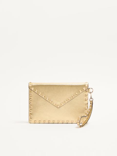 Valentino ROCKSTUD LAMINATED GRAINY CALFSKIN CLUTCH BAG