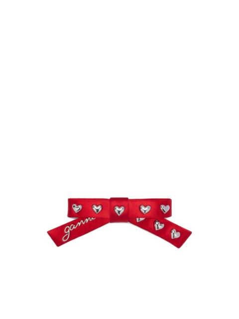 GANNI heart-studs bow-motif hair clip